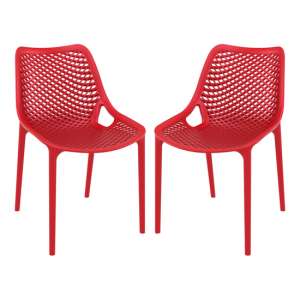 Aultas Outdoor Red Stacking Dining Chairs In Pair - UK