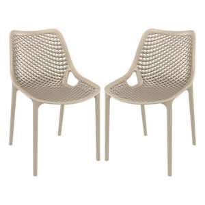 Aultas Outdoor Taupe Stacking Dining Chairs In Pair - UK