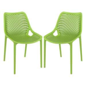 Aultas Outdoor Tropical Green Stacking Dining Chairs In Pair - UK