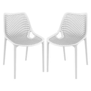 Aultas Outdoor White Stacking Dining Chairs In Pair - UK