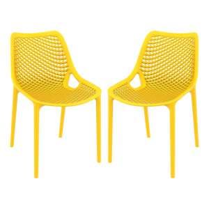 Aultas Outdoor Yellow Stacking Dining Chairs In Pair - UK