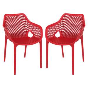 Aultos Outdoor Red Stacking Armchairs In Pair - UK