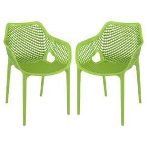 Aultos Outdoor Tropical Green Stacking Armchairs In Pair - UK