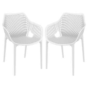 Aultos Outdoor White Stacking Armchairs In Pair - UK