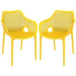 Aultos Outdoor Yellow Stacking Armchairs In Pair - UK