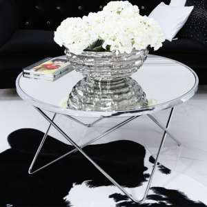 Aurora Clear Mirrored Top Coffee Table Round In Silver