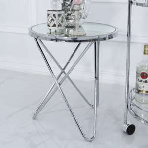 Aurora Clear Mirrored Top End Table Round In Silver
