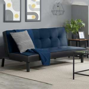 Aurorae Velvet Fabric Sofa Bed In Midnight Blue - UK