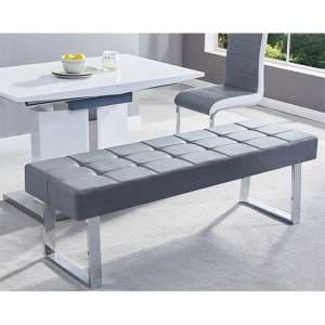 Austin Large Faux Leather Dining Bench In Grey