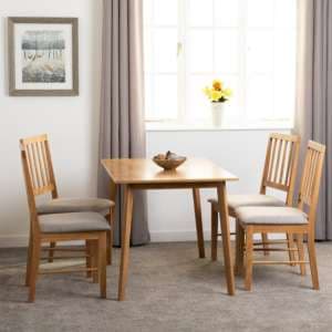 Alcudia Wooden Dining Table With 4 Dining Chairs In Oak - UK