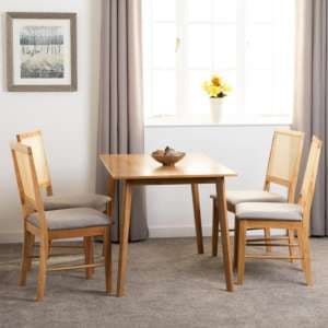 Alcudia Wooden Dining Table With 4 Ellis Dining Chairs In Oak - UK