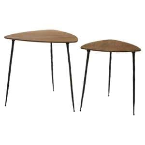 Australis Wooden Nest Of 2 Tables With Metal Legs In Brown