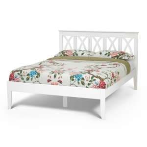 Autumn Hevea Wooden Small Double Bed In Opal White - UK