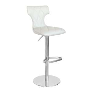 Ava Cream Faux Leather Bar Stool With Stainless Steel Base