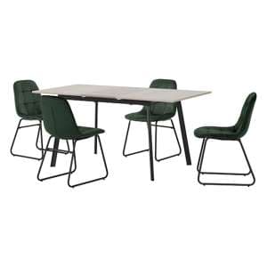 Avah Extending Concrete Effect Dining Table 4 Lyster Green Chair