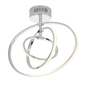 Avali LED 3 Lights Semi Flush Ceiling Light In Chrome - UK