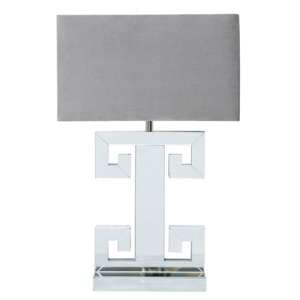 Avalon Grey Shade Table Lamp With Mirrored Base