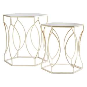 Avanto Hexagonal Glass Set of 2 Side Tables With Oval Frame