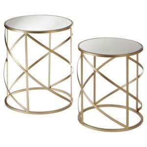 Avanto Round Glass Set of 2 Side Tables With Swirl Metal Frame - UK