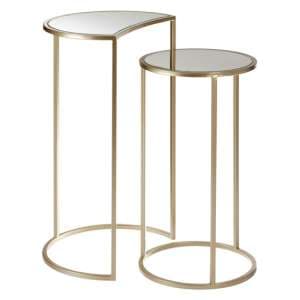 Avanto Round Glass Top Set of 2 Side Tables With Metal Frame