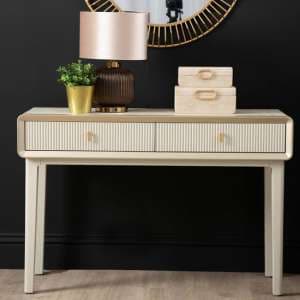 Aveiro Wooden Console Table With 2 Drawers In Cream Elm - UK