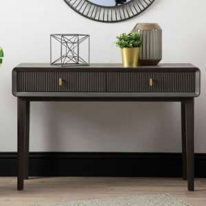 Aveiro Wooden Console Table With 2 Drawers In Smoked Grey Elm - UK