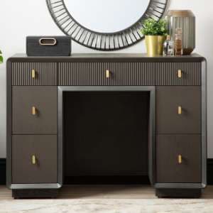 Aveiro Wooden Dressing Table With 7 Drawers In Smoked Grey Elm - UK