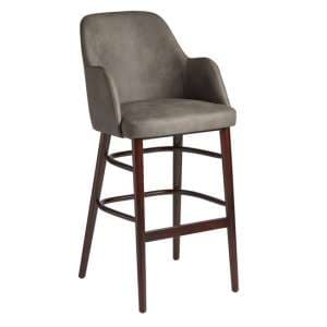 Avelay Faux Leather Bar Stool In Vintage Steel Grey - UK
