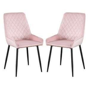 Avah Baby Pink Velvet Dining Chairs In Pair