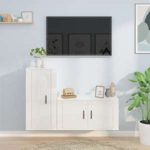 Avery High Gloss Entertainment Unit Wall Hung In White - UK