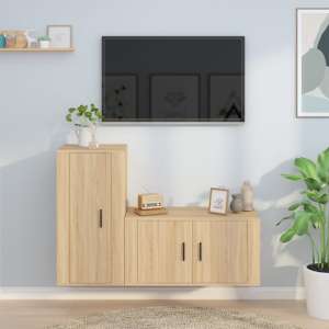 Avery Wooden Entertainment Unit Wall Hung In Sonoma Oak - UK
