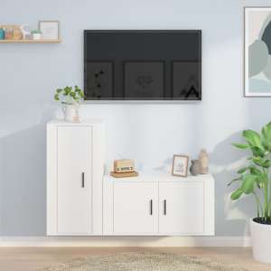 Avery Wooden Entertainment Unit Wall Hung In White - UK
