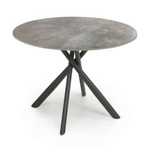 Accro Round Glass Top Dining Table In Grey - UK