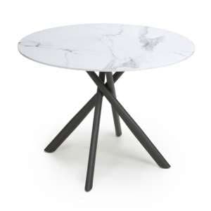Accro Round Glass Top Dining Table In White - UK