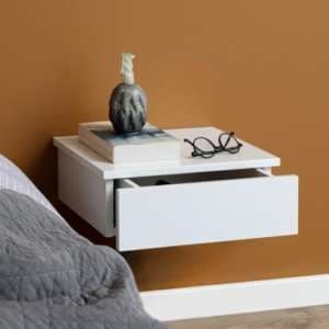 Aviana Wall Hung Wooden Bedside Cabinet In White - UK