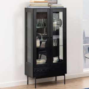 Avila Wooden Display Cabinet With 2 Doors In Ash Black - UK