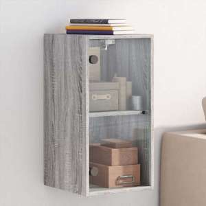 Avila Wooden Wall Cabinet With 1 Glass Door In Grey Sonoma Oak - UK