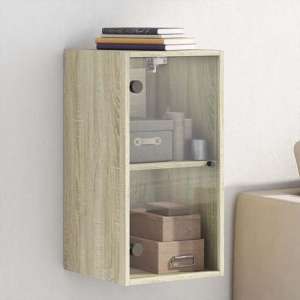 Avila Wooden Wall Cabinet With 1 Glass Door In Sonoma Oak - UK