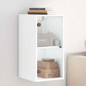 Avila Wooden Wall Cabinet With 1 Glass Door In White - UK