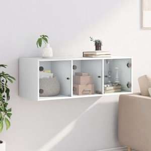 Avila Wooden Wall Cabinet With 3 Glass Doors In White - UK