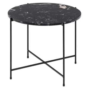 Avilla Marble Stone Side Table Large In Black - UK