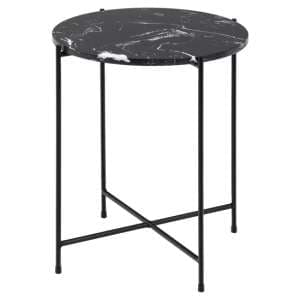 Avilla Marble Stone Side Table Small In Black - UK
