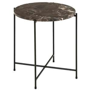 Avilla Marble Stone Side Table Small In Brown Emperador - UK