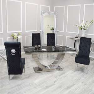 Avon Black Marble Dining Table With 6 Elmira Black Chairs - UK