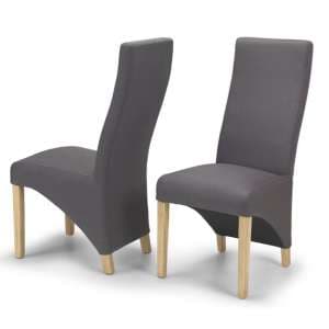 Devon Grey Polyester Dining Chairs In A Pair With Natural Legs - UK