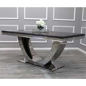 Avon Medium Black Marble Dining Table With Polished Base