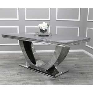 Avon Medium Grey Glass Dining Table With Polished Base