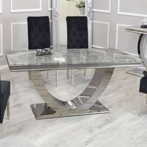 Avon Medium Light Grey Marble Dining Table With Polished Base