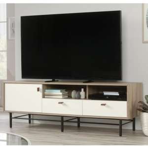 Avon Wooden TV Stand With 1 Door 2 Drawers In Sky Oak And White - UK