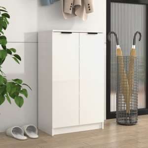 Avory High Gloss Shoe Storage Cabinet With 2 Doors In White